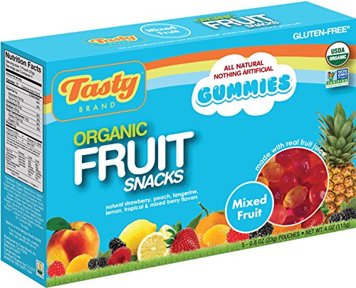 Tasty Brand Organic Fruit Snacks, Mixed Fruit Flavors, 4 Ounces 5-Count Packages (Pack of 6)