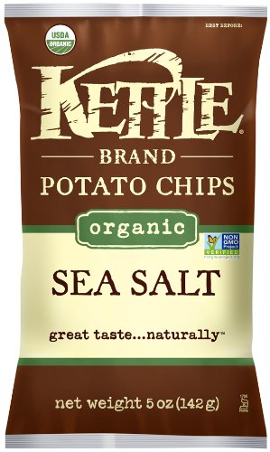 Kettle Organic Potato Chips, Sea Salt, 5-Ounce Bags (Pack of 15)