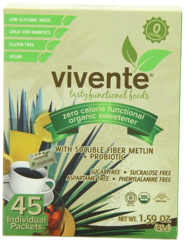 Vivente Zero Calorie Organic Sweetener with Fiber and Probiotics, 45 Count
