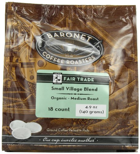 Baronet Coffee Fair Trade Organic Small Village Blend (140 g), 18 Count Coffee Pod