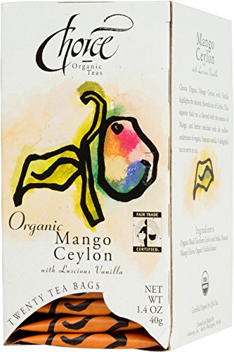 Choice Organic Mango Ceylon Tea with Vanilla, 20 Count Box