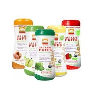 HAPPYBABY Organic Puffs Sampler (6 Count), 60g each, (Strawberry, Sweet Potato, Banana, Purple Carrot and Blueberry, Green Puffs, Apple)