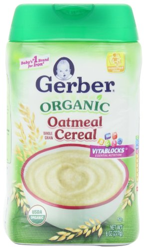 Gerber Organic Oatmeal Baby Cereal, 8 Ounce (Pack of 6)