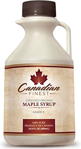 CANADIAN FINEST Maple Syrup | 100% Pure Certified Organic Maple Syrup from Family Farms in Quebec, Canada – The #1 Rated Maple Syrup on Amazon! – Grade B Dark Amber (B is the Best!) – Natural, Rich, Deep-Bodied Flavour & Loaded With Minerals, Vitamins & 54 Antioxidants – 16.9oz – LIFETIME Guarantee