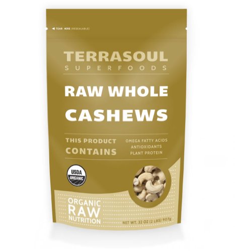 Terrasoul Superfoods Raw Organic Cashews (Whole), 2-pounds