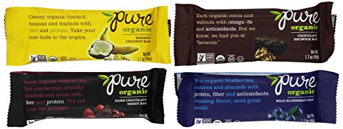 Pure Bar Organic Variety Pack, Raw Fruit & Nut Bars, 1.7-Ounce Bars (Pack of 12)