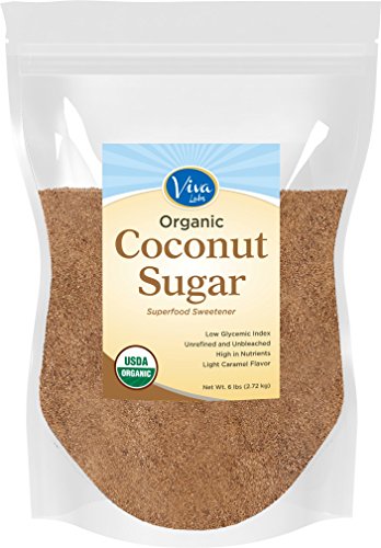 Viva Labs Organic Coconut Sugar: Non-GMO, Low-Glycemic Sweetener, 6 lbs Bag