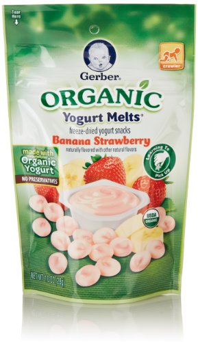 Gerber Organic Yogurt Melts Fruit Snacks, Banana and Strawberry, 1 Oz