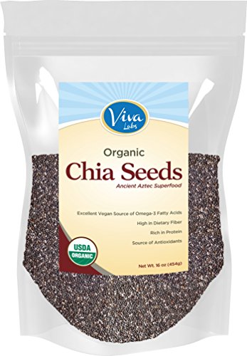 Viva Labs Organic Chia Seeds: Raw and Non-GMO, 1lb bag