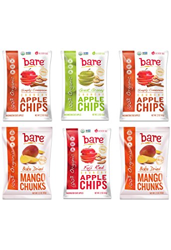 Bare Organic Apple Chips 2.2oz Variety Pack, Gluten Free + Baked, 6 Count