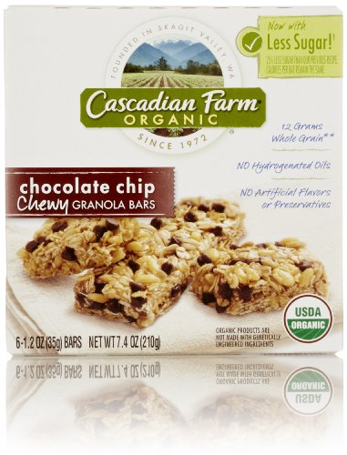 Cascadian Farm Organic Chewy Granola Bar, Chocolate Chip, 6 Count