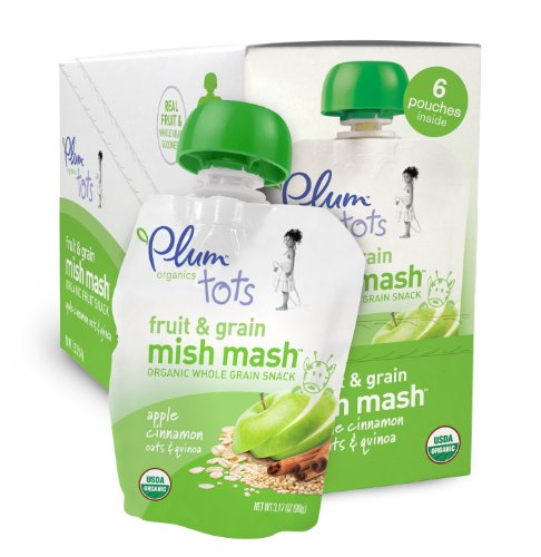 Plum Organics Tots Fruit and Grain Mish Mash, Apple Cinnamon, Oats and Quinoa, 3.17 Ounce Pouches (Pack of 12)