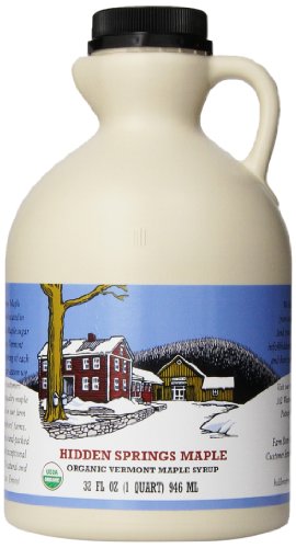 Hidden Springs Maple Vermont Maple Syrup, Quart Premium Grade B Organic, 32 Ounce