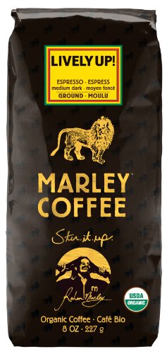 Marley Coffee, Organic Lively Up! Espresso Ground Coffee, 8 Ounce