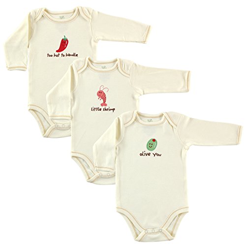 Touched By Nature Organic Long Sleeved Bodysuit 3-Pack, 3-6 Months