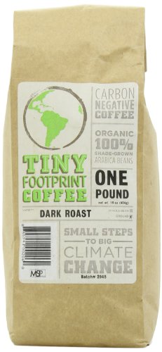 Tiny Footprint Coffee Organic Dark Roast Ground Coffee, 16-Ounce Bags (Pack of 2)
