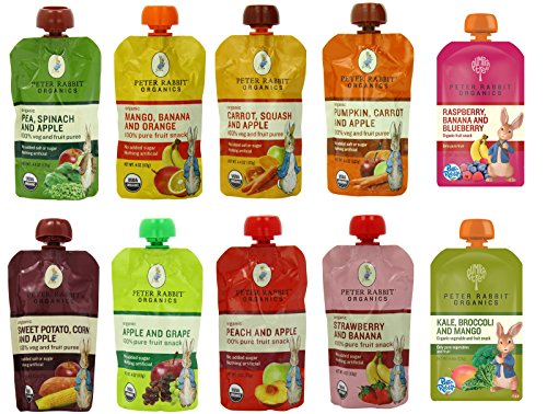 Peter Rabbit Organics 100% Pure Baby Food 10 Flavor Variety,   (Pack of 10)