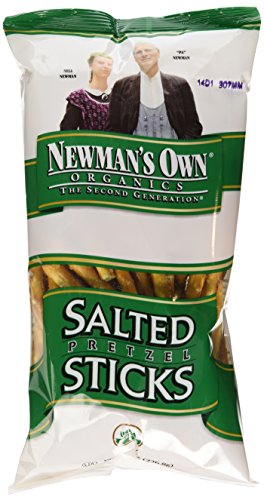 Newman’s Own Organics Pretzels, Salted Sticks, 8-Ounce Bags (Pack of 12)