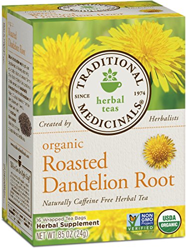 Traditional Medicinals Organic Roasted Dandelion Root, 16-Count Boxes (Pack of 6)