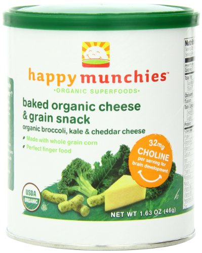 Happy Munchies Organic Cheese & Grain Snacks, Broccoli Kale & Cheddar Cheese, 1.63 oz (Pack of 6)