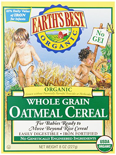 Earth’s Best Organic Whole Grain Oatmeal Cereal, 8 Ounce (Pack of 12)
