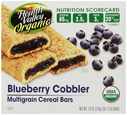 Health Valley Organic Multigrain Cereal Bars, Blueberry Cobbler, 6 Bars, 7.9 Ounce (Pack of 6)