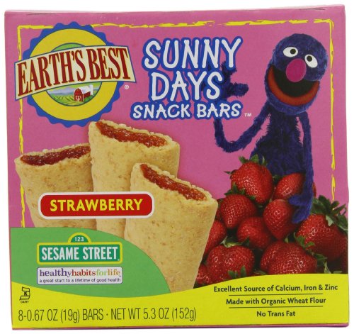 Earth’s Best Organic Sunny Days Snack Bars, Strawberry, 8 Count (Pack of 6)