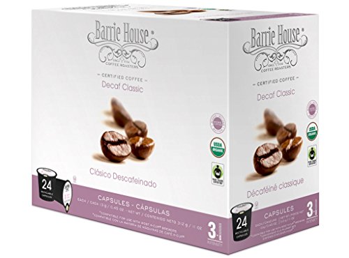 Barrie House Organic & Fair Trade Certified Decaf Classic Single Cup Capsules (96 Capsules)