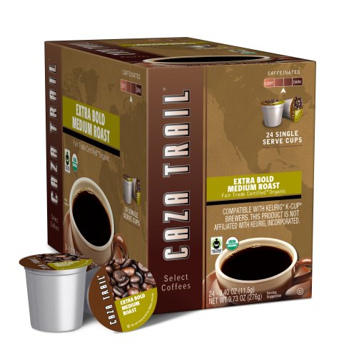 Caza Trail Coffee, Organic Extra Bold Medium Roast, 24 Single Serve Cups