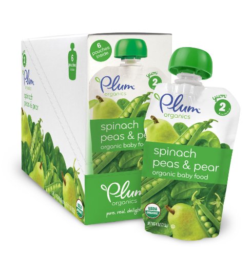 Plum Organics Baby Second Blends, Spinach, Peas and Pear, 4 Ounce Pouches (Pack of 12)