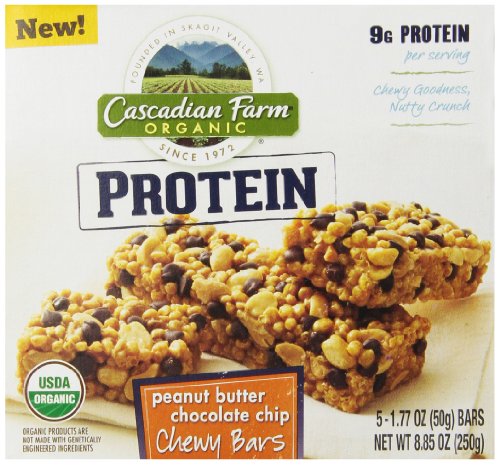 Cascadian Farm Snacks Protein Organic Chewy Granola Bars, Peanut Butter Chocolate Chip, 8.85 Ounce
