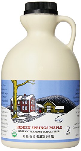 Hidden Springs Maple Vermont Maple Syrup, Quart Grade A Medium Organic, 32 Ounce