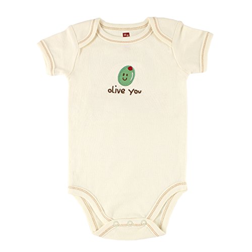 Hudson Baby Organic Sayings Bodysuit, Olive, 0-3 Months