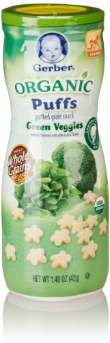 Gerber Organic Puffs Cereal Snack, Green Veggies, 1.48 Ounce