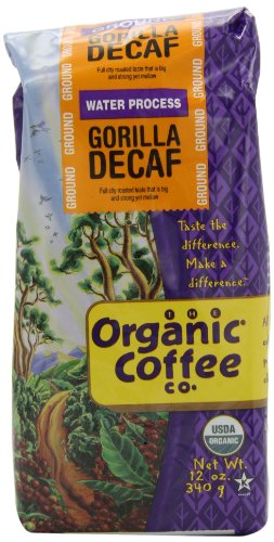 The Organic Coffee Co. Ground, Decaf Gorilla, 12 Ounce (Pack of 2)
