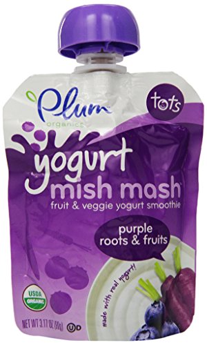 Plum Organics Tots Yogurt Mish Mash Fruit and Veggie Smoothie, Purple Roots and Fruit, 3.17 Ounce