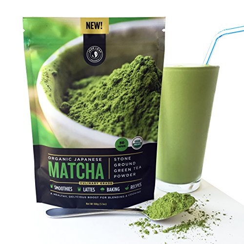 New! Authentic Japanese Matcha Green Tea Powder By Jade Leaf Organics – 100% USDA Certified Organic, All Natural, Nothing Added – Culinary Grade for Mixing into Smoothies, Lattes, Baking & Cooking Recipes (100g value size)