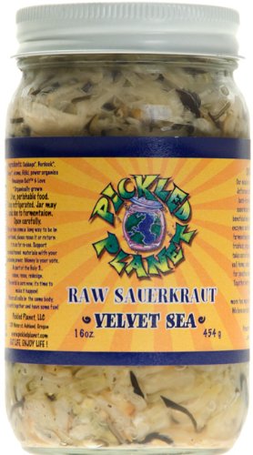 Organic Raw Sauerkraut, “Velvet Sea” Variety, 16 Oz Glass Jar