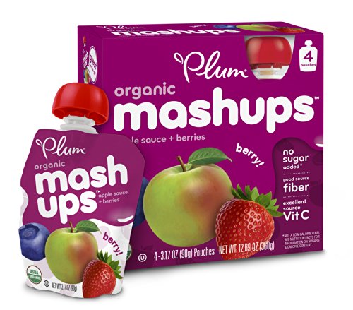 Plum Kids Organic Fruit Mashups, Mixed Berry, 3.17 Ounce, 4 Count (Pack of 6) (Packaging May Vary)
