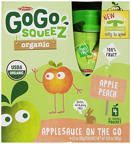 GoGo squeeZ Organic – Apple Peach – 3.2oz, 4 pk (Case of 12)