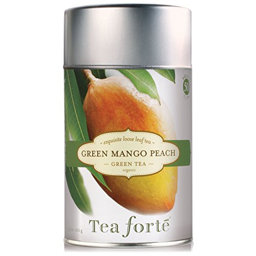 Tea Forte GREEN MANGO PEACH Organic Loose Leaf Green Tea, 3.5 Ounce Tea Tin