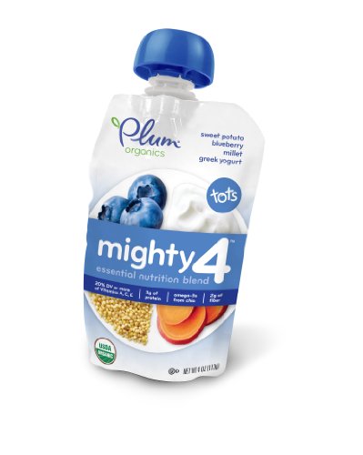 Plum Organics Mighty 4, Sweet Potato Blueberry Millet Greek Yogurt, 1 Count