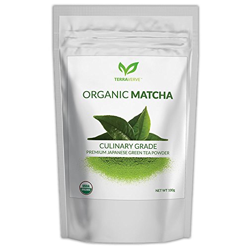 Matcha Green Tea Powder – Organic Certified by USDA – Premium Japanese Crafted – By TerraVerve – Culinary Grade – Perfect for Green Tea Lattes, Smoothies & Baking – Antioxidant Rich – Energy Boost – Increased Metabolism – 100% Money Back Guarantee