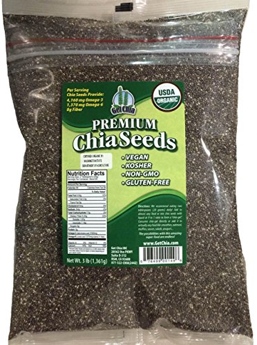 Marquis-Nutra Foods / Get Chia Brand Certified Organic Chia Seeds – 3 TOTAL POUNDS = ONE x 3 Pound Bag