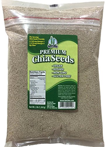 Marquis-Nutra Foods / Get Chia Brand WHITE Chia Seeds – 3 TOTAL POUNDS = ONE x 3 Pound Bags