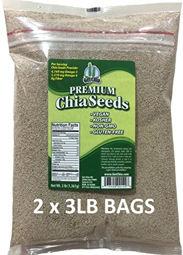 Marquis-Nutra Foods / Get Chia Brand WHITE Chia Seeds – 6 TOTAL POUNDS = TWO x 3 Pound Bags
