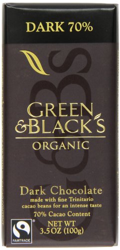 Green & Black’s Organic Chocolate Bar, Dark 70% Cocoa, 3.5-Ounce Bars (Pack of 10)