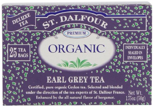 ST. DALFOUR Organic French Tea, Tea Bags, Earl Grey, 1.75-Ounce Bags, 25-Count Boxes (Pack of 6)