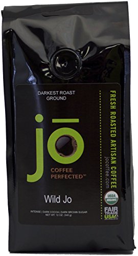 WILD JO: 12 oz, Dark French Roast Organic Coffee, Ground Coffee, New Name. Bold Strong Wicked Good Coffee! Great Brewed or Espresso, USDA Certified Fair Trade Organic, 100% Arabica Coffee, NON-GMO