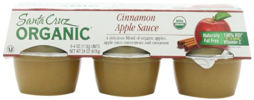 Santa Cruz Organic Apple Cinnamon Sauce, 6-Pack, 4-Ounce Cups (Pack of 4)